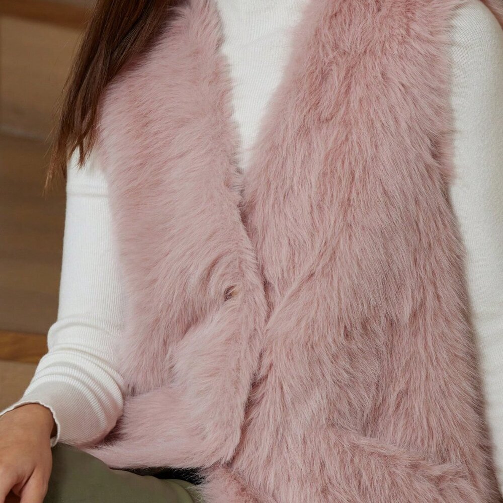 Pink Casual Women's Soft & Delicate Faux Mink Vest - Picture 7 of 7